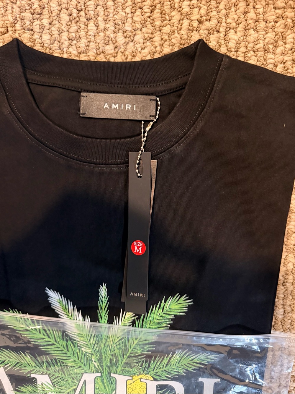 AMIRI Black Palm-Graphic Crewneck T-Shirt - Picture 3 of 4